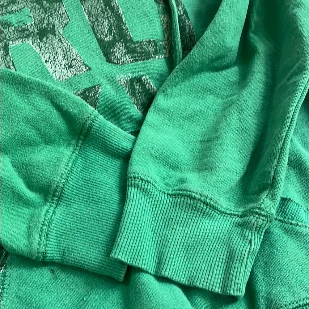 Roxy Vibrant Green Hoodie with Blue Striped Lining size Large - Picture 7 of 7